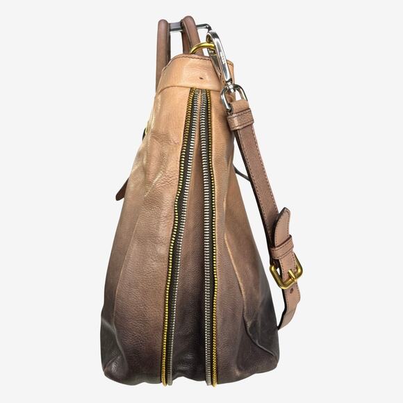 Prada Ombre Leather Tote Bag Brown Gradient Large Satchel Shoulder Bag - Picture 9 of 16